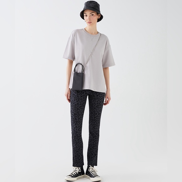 Zara NWT Leopard Print Bottom Slits Leggings Pants Grey Black - Picture 3 of 10